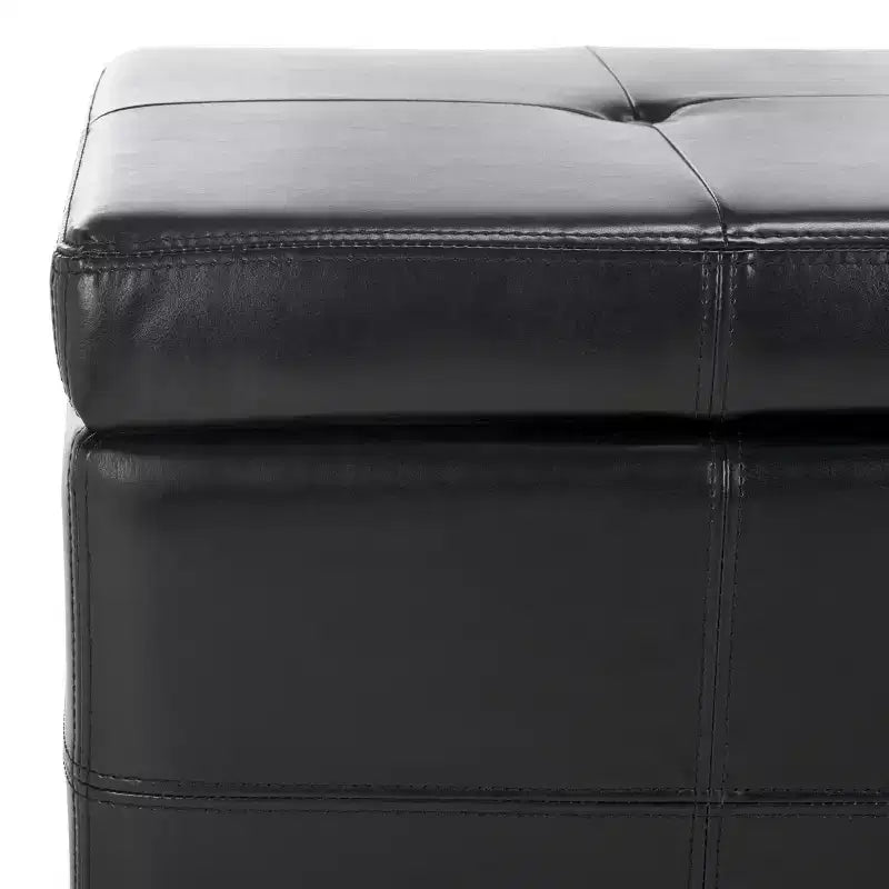 Large Tufted Storage Bench with Hinged Lid, 550 lb Capacity