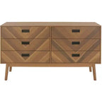 6-Drawer Dresser with Acacia Veneer and Tapered Legs