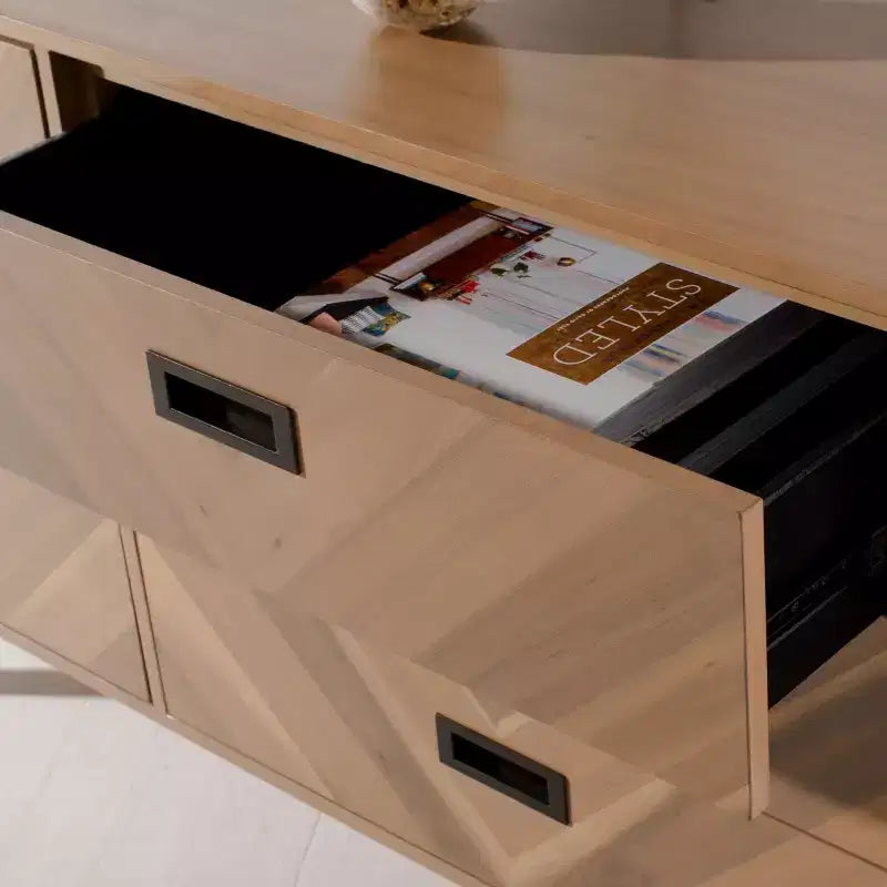 6-Drawer Dresser with Acacia Veneer and Tapered Legs
