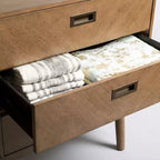 6-Drawer Dresser with Acacia Veneer and Tapered Legs