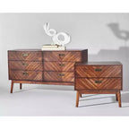 6-Drawer Dresser with Acacia Veneer and Tapered Legs