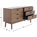 6-Drawer Dresser with Acacia Veneer and Tapered Legs