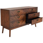 6-Drawer Dresser with Acacia Veneer and Tapered Legs