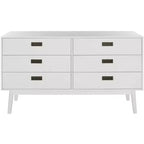 6-Drawer Dresser with Acacia Veneer and Tapered Legs