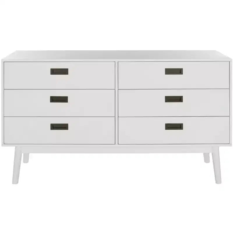 6-Drawer Dresser with Acacia Veneer and Tapered Legs
