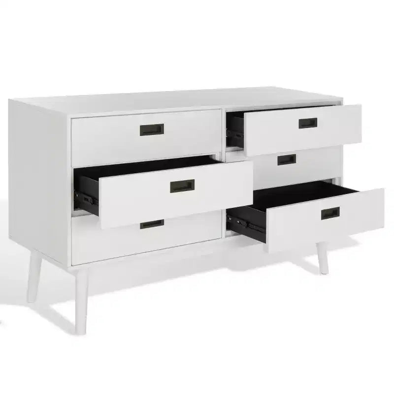 6-Drawer Dresser with Acacia Veneer and Tapered Legs
