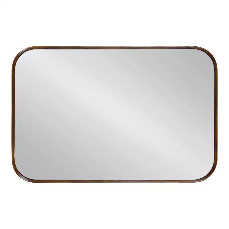 23x35 Walnut Brown Framed Wall Mirror, Hang Any Orientation