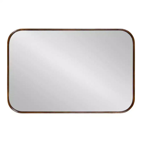 23x35 Walnut Brown Framed Wall Mirror, Hang Any Orientation