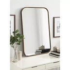 23x35 Walnut Brown Framed Wall Mirror, Hang Any Orientation