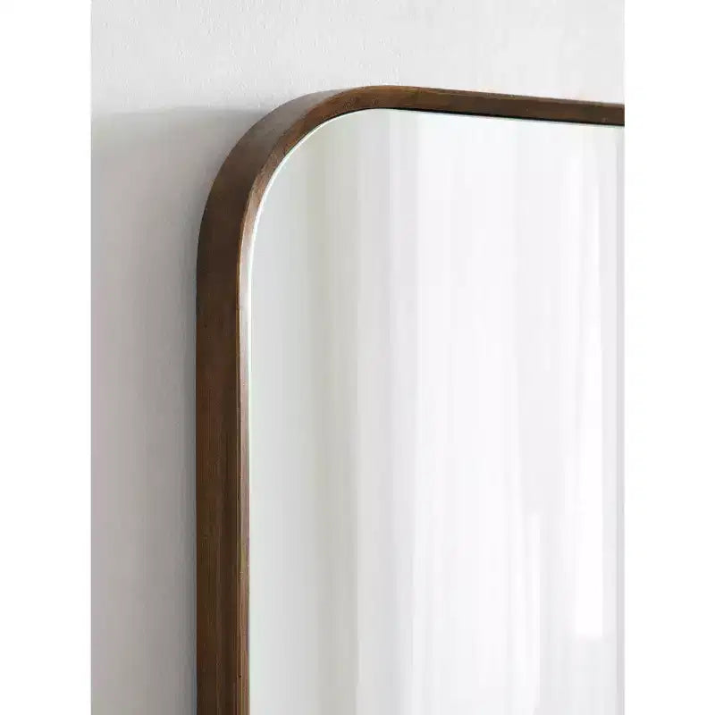 23x35 Walnut Brown Framed Wall Mirror, Hang Any Orientation