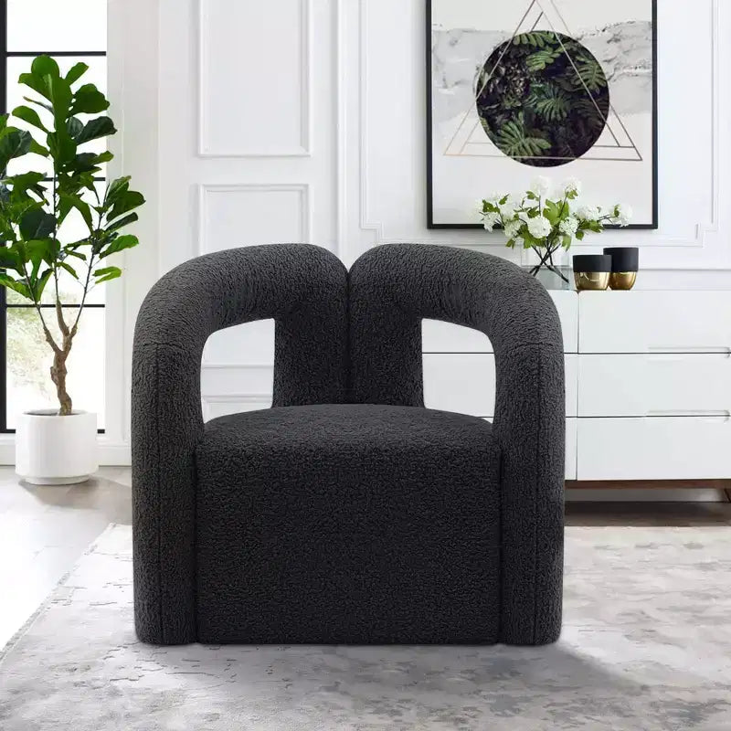 Boucle Accent Chair with Pine Frame and High-Density Foam