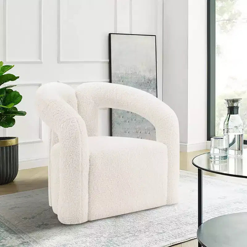 Boucle Accent Chair with Pine Frame and High-Density Foam