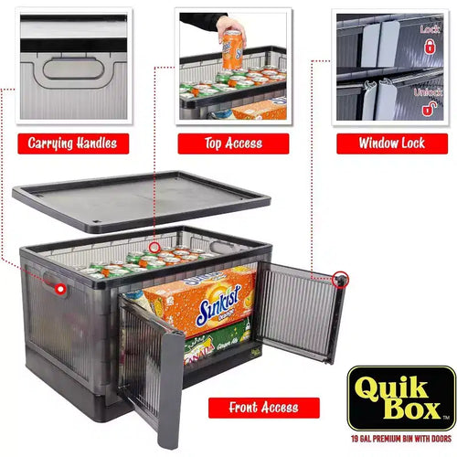 19-Gallon Collapsible Storage Bins with Doors and Wheels