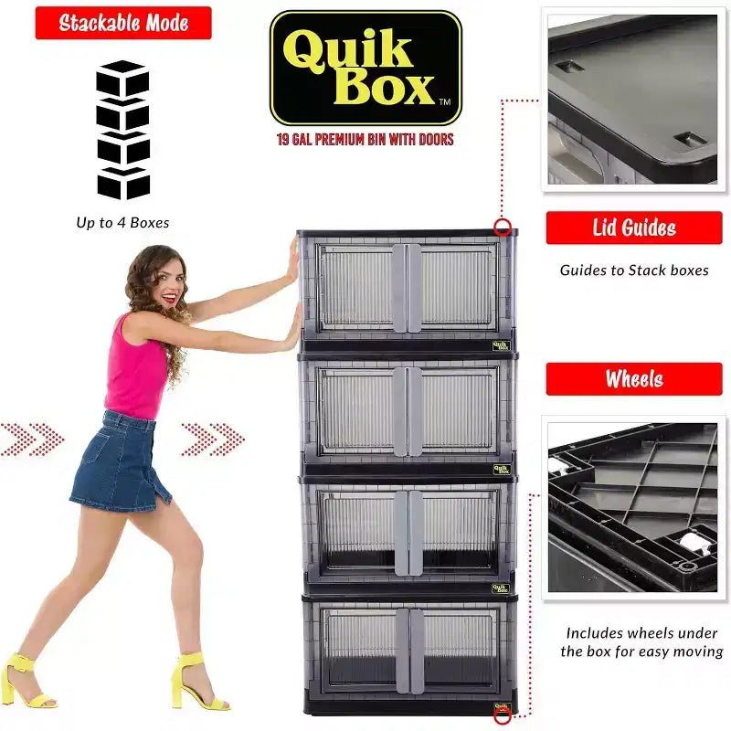 19-Gallon Collapsible Storage Bins with Doors and Wheels