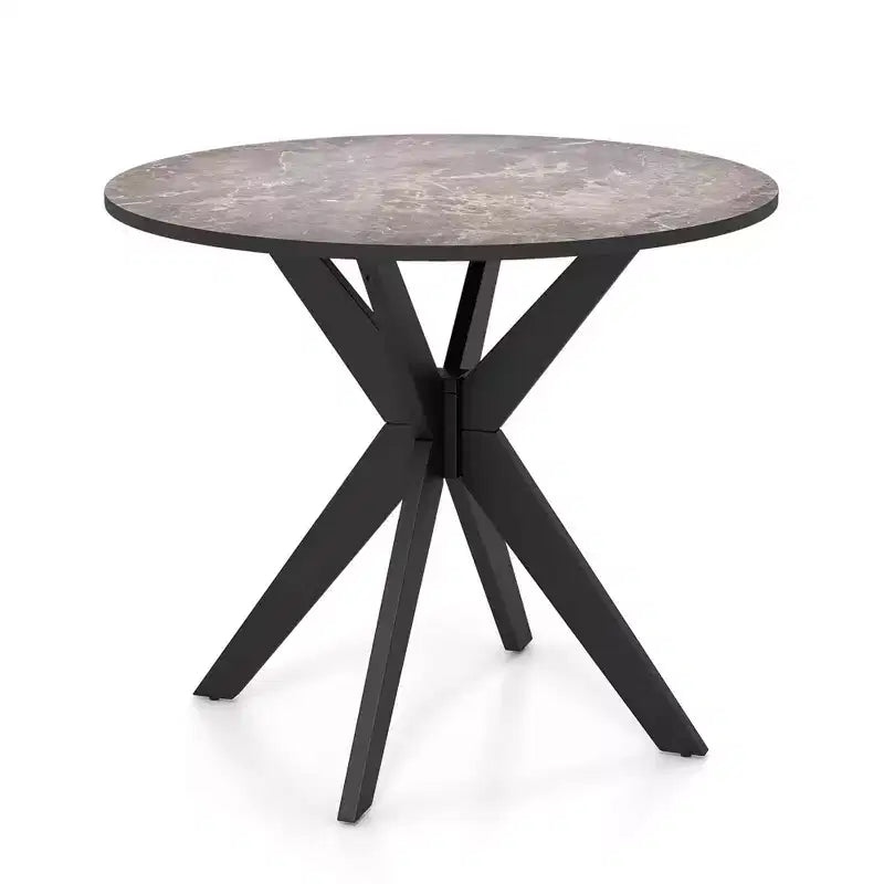 36-Inch Round Dining Table with Faux Marble Top and Wood Legs