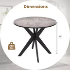 36-Inch Round Dining Table with Faux Marble Top and Wood Legs