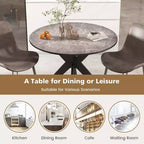 36-Inch Round Dining Table with Faux Marble Top and Wood Legs