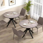 36-Inch Round Dining Table with Faux Marble Top and Wood Legs