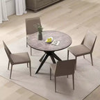 36-Inch Round Dining Table with Faux Marble Top and Wood Legs