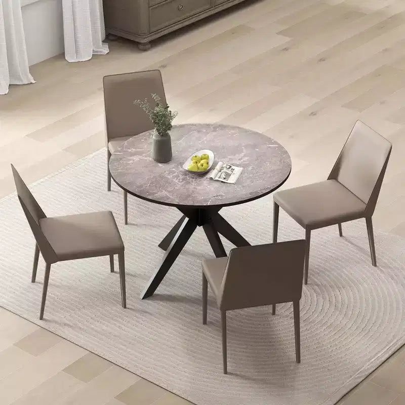 36-Inch Round Dining Table with Faux Marble Top and Wood Legs