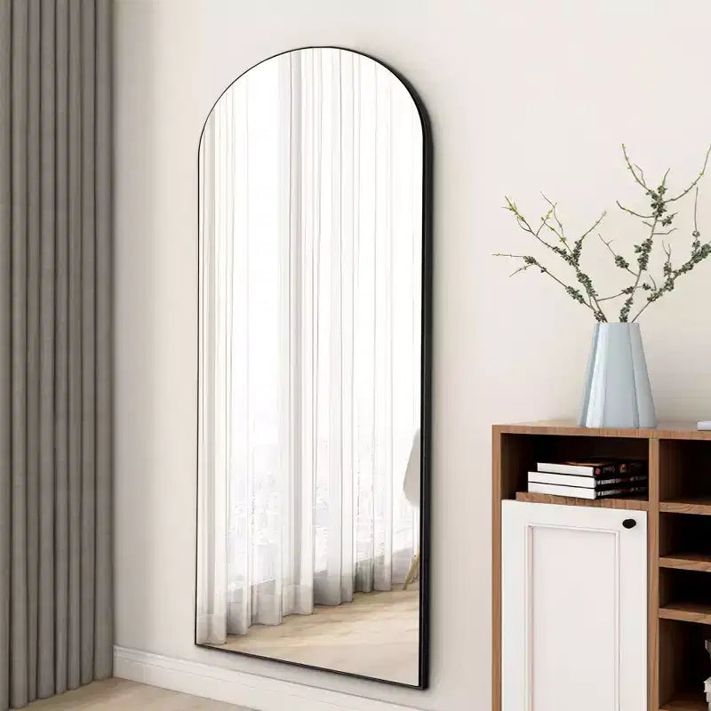 Arched Wood Frame Full-Length Mirror, Wall or Freestanding