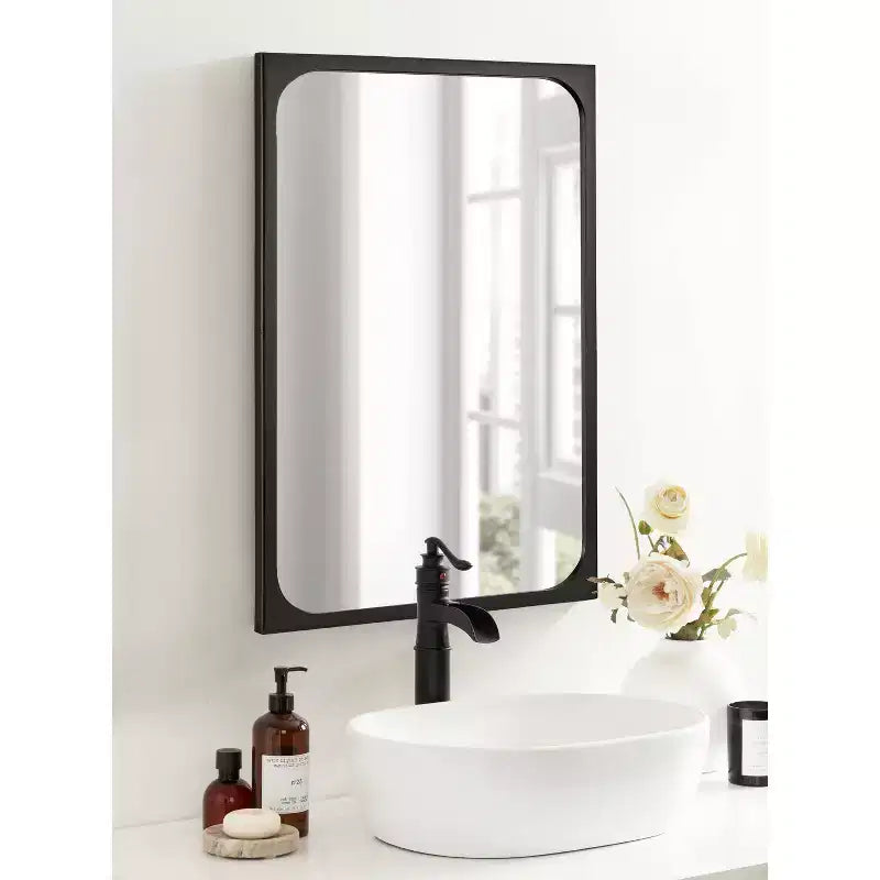 24x36 Rectangle Framed Wall Mirror, No Assembly Required