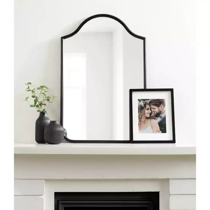 24x36 Framed Arch Wall Mirror in Black or Gold