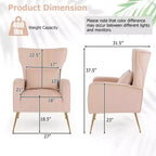 Velvet Wingback Accent Chair with Lumbar Pillow and Gold Legs