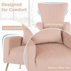 Velvet Wingback Accent Chair with Lumbar Pillow and Gold Legs
