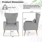 Velvet Wingback Accent Chair with Lumbar Pillow and Gold Legs