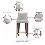 Leatherette Upholstered Barstool with Beechwood Frame and Footrest