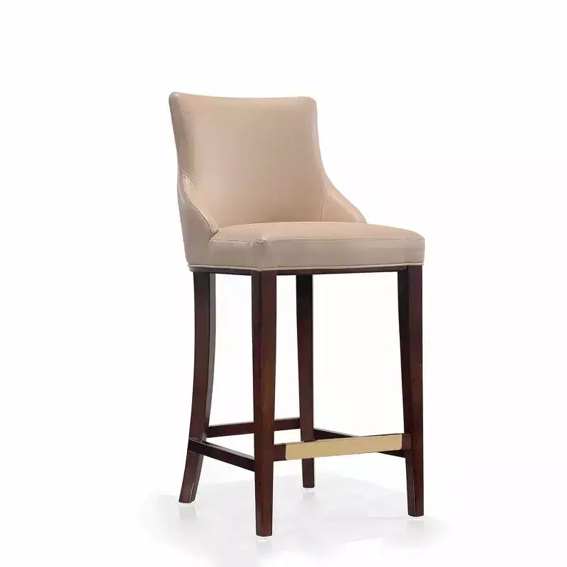 Leatherette Upholstered Barstool with Beechwood Frame and Footrest