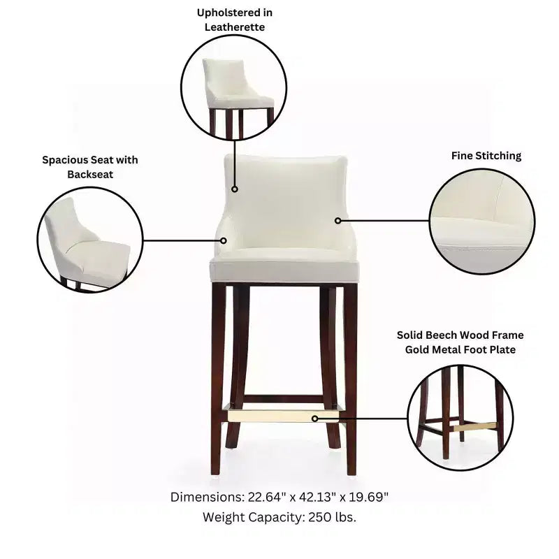 Leatherette Upholstered Barstool with Beechwood Frame and Footrest