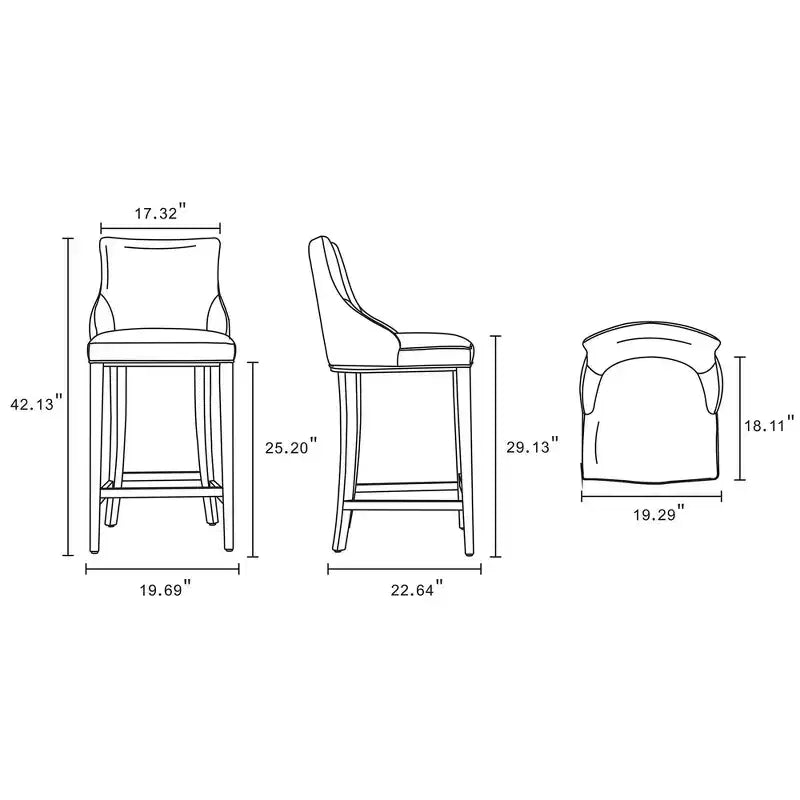 Leatherette Upholstered Barstool with Beechwood Frame and Footrest