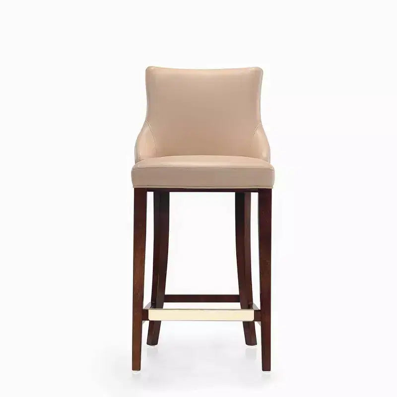 Leatherette Upholstered Barstool with Beechwood Frame and Footrest