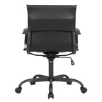 Ribbed Vegan Leather Desk Chair with Matte Black Swivel Base