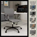 Ribbed Vegan Leather Desk Chair with Matte Black Swivel Base