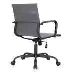 Ribbed Vegan Leather Desk Chair with Matte Black Swivel Base