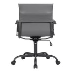 Ribbed Vegan Leather Desk Chair with Matte Black Swivel Base