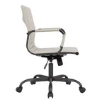 Ribbed Vegan Leather Desk Chair with Matte Black Swivel Base