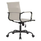 Ribbed Vegan Leather Desk Chair with Matte Black Swivel Base