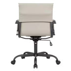 Ribbed Vegan Leather Desk Chair with Matte Black Swivel Base