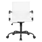 Ribbed Vegan Leather Desk Chair with Matte Black Swivel Base