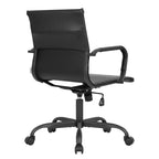 Ribbed Vegan Leather Desk Chair with Matte Black Swivel Base