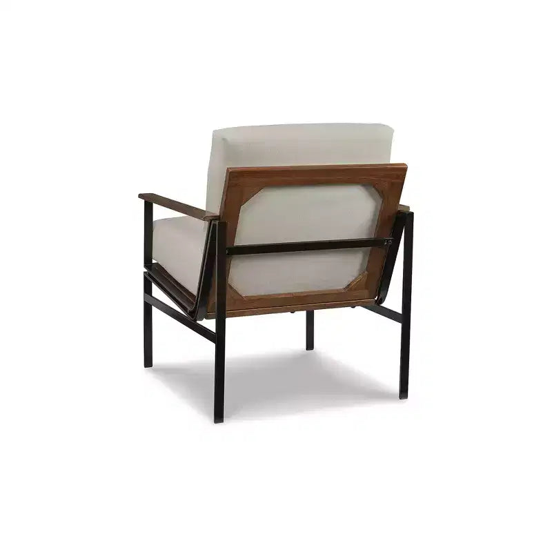 Accent Chair with Metal Frame and Plush Foam Cushions, Ivory