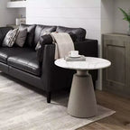Round White Accent Table, No Assembly, Magnesium Oxide Frame