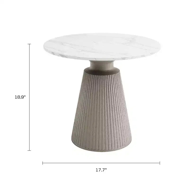 Round White Accent Table, No Assembly, Magnesium Oxide Frame