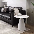 Round White Accent Table, No Assembly, Magnesium Oxide Frame