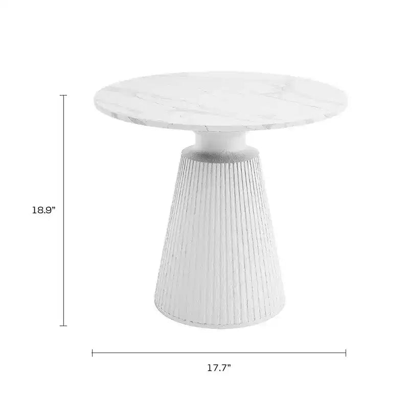Round White Accent Table, No Assembly, Magnesium Oxide Frame