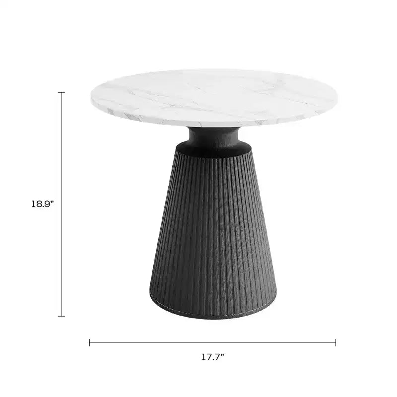 Round White Accent Table, No Assembly, Magnesium Oxide Frame